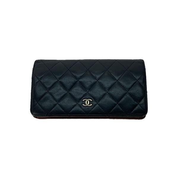 CHANEL シャネル 長財布 マトラッセ ラムスキン ココマーク ブラック CHANEL◇シャネル/マトラッセ/ココマーク長財布/レザー/ブラック