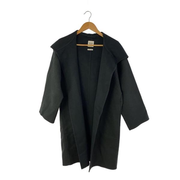 美品＊スピック＆スパン　ウール混 フーデッドロングコート ブラック 38 黒 美品 SPICK＆SPAN スピック＆スパン ロングコート 美品＊スピック