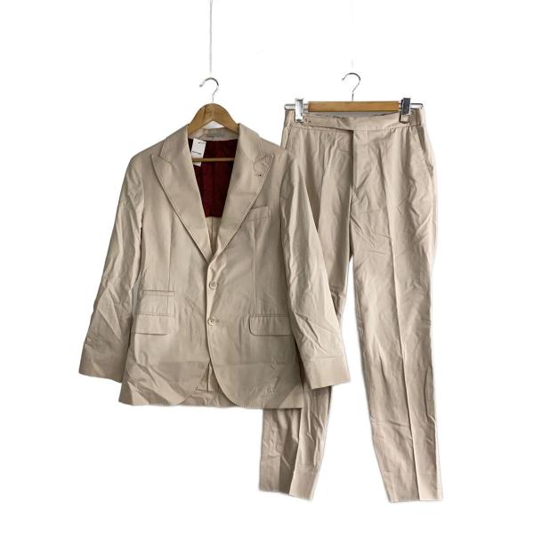 BRUNELLO CUCINELLI◆ピークドラペルシングルテーラードセットアップ/44/コットン/クリーム//