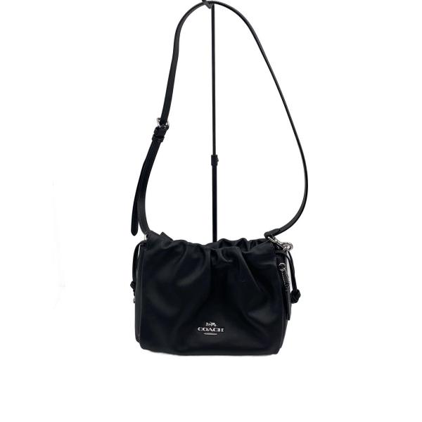 COACH◇フェイ ドローストリングバッグショルダーバッグ/--/BLK/無地