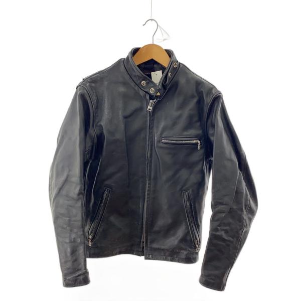 Schott◇シングルライダースジャケット/36/レザー/ブラック/無地/641