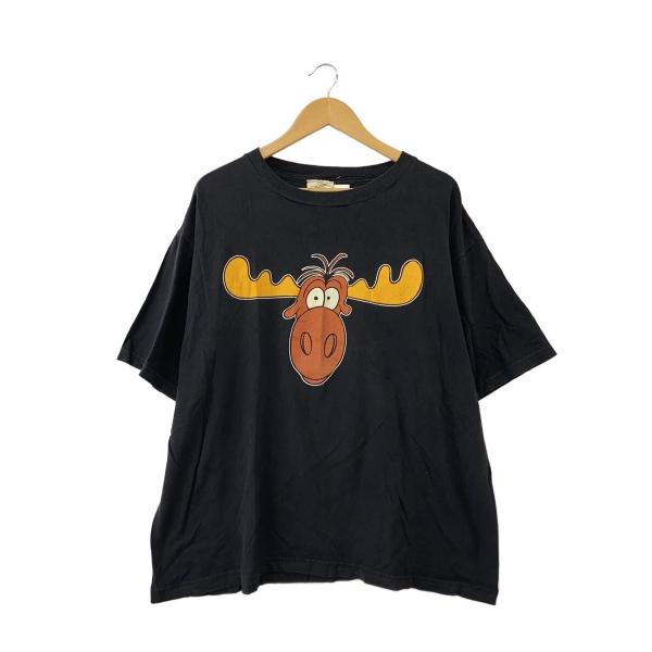ロッキーとブルウィンクルの大冒険/Tシャツ/--/コットン/ブラック/プリント//