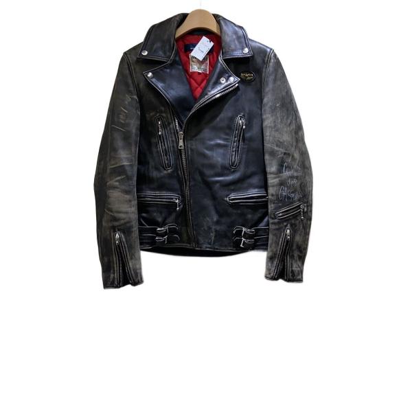 COMME des GARCONS◇ダブルライダースジャケット/34/レザー/BLK/KZ