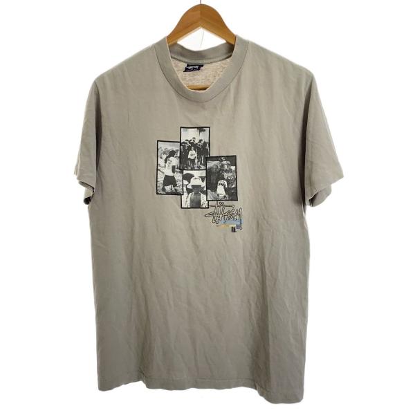 STUSSY◇Tシャツ/M/コットン/GRY/プリント/90s/OLD/4kids Photo/状態