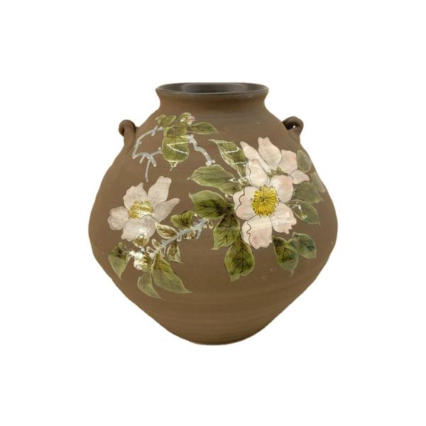 九谷焼 穂光 陶器 つぼ型 花瓶 花器 九谷焼 穂光 陶器 つぼ型 花瓶 花器