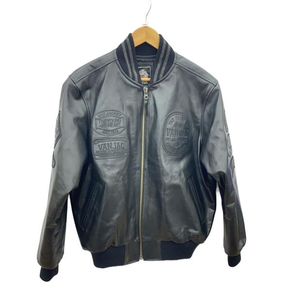 VAN◇プレミアムオールレザースタジャン/スタジャン/LL/牛革/BLK/JK