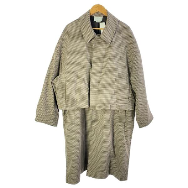 YOKE / 3WAY BAL COLLAR SHARE COAT/M/ウール/GRY/千鳥格子/YK19AW0046C YOKE◇コート/M/ウール/ブラウン/チェック/YK19AW0046C/3WAY BAL