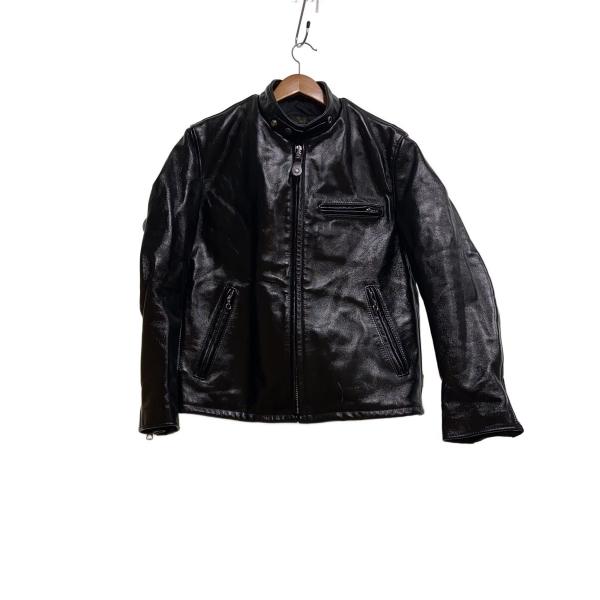 Schott◇USA製/ホースハイドシングルライダースジャケット/40/馬革/BLK