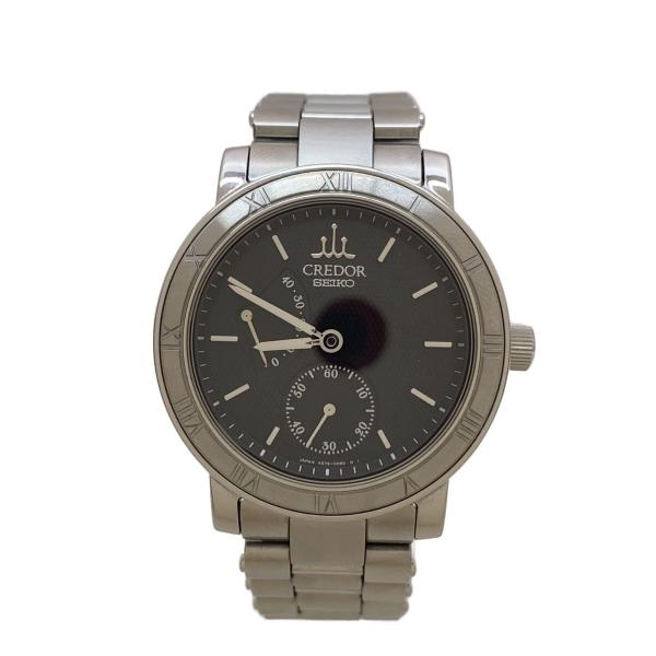 SEIKO◇CREDOR手巻腕時計/アナログ/ステンレス/BLK/SLV/SS/4S79-0020