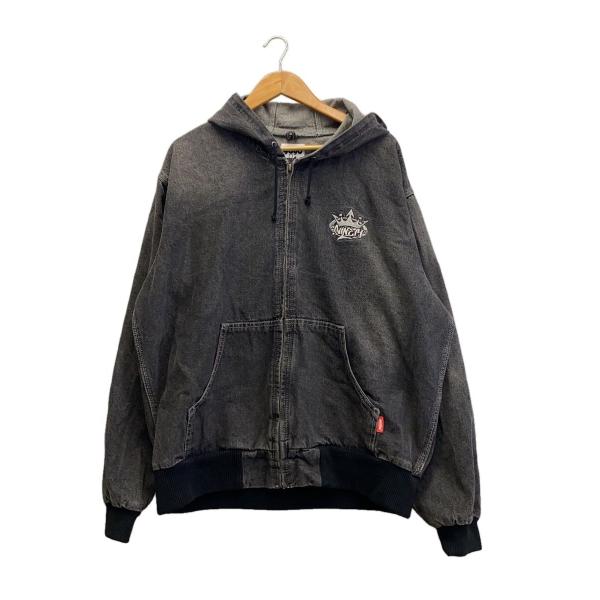 9090◇Vintage Denim Hoodie/ジップパーカー/XL/コットン/GRY/NN1540