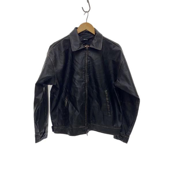 BEAMS◇レザージャケット・ブルゾン/M/ポリエステル/BLK/11-18-1831