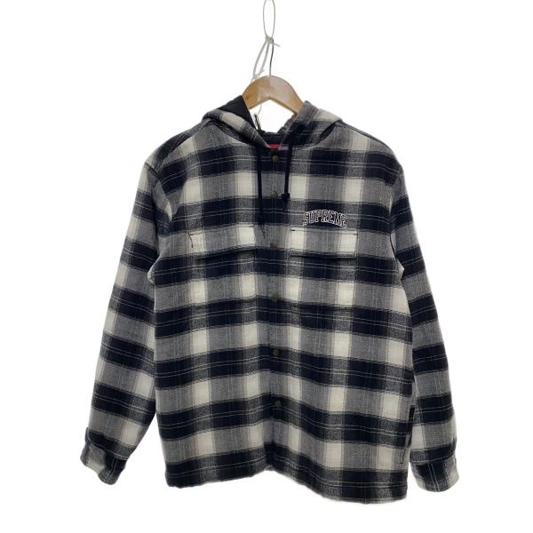 Supreme◇19FW/Quilted Hooded Plaid Shirt/S/コットン/GRY/チェック