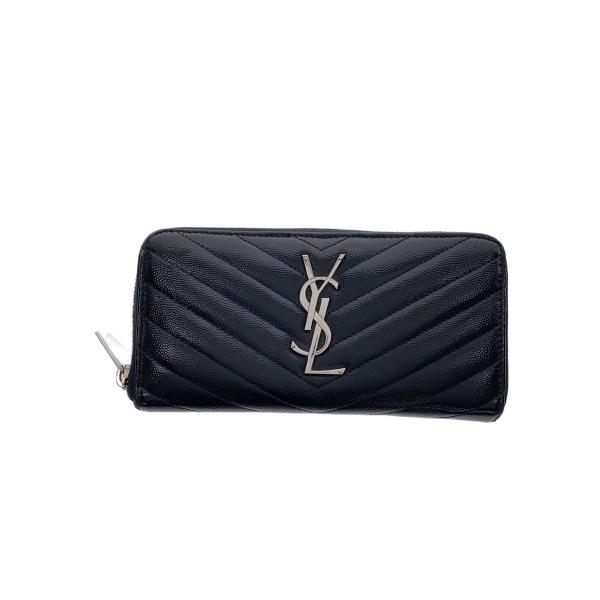 YSL ブラック 長財布 キルティング SAINT LAURENT◇長財布/レザー/BLK/無地/メンズ/358094/キルティング