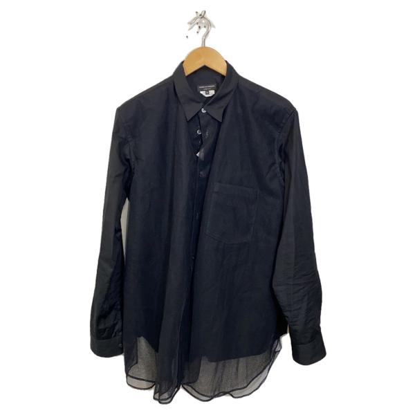 COMME des GARCONS HOMME PLUS◇長袖シャツ/M/コットン/BLK/po-b011