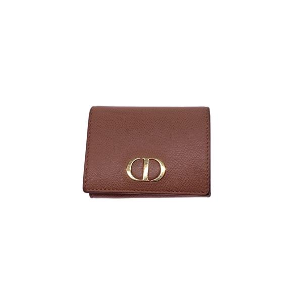 Christian Dior◇モンテーニュ/3つ折り財布/レザー/PNK/無地