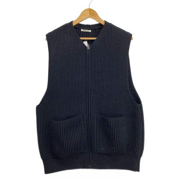 AURALEE 25AW ニットベスト AURALEE◇SUPERFINEWOOL RIB KNITZIPVEST/ニットベスト(厚手)/5/ウール