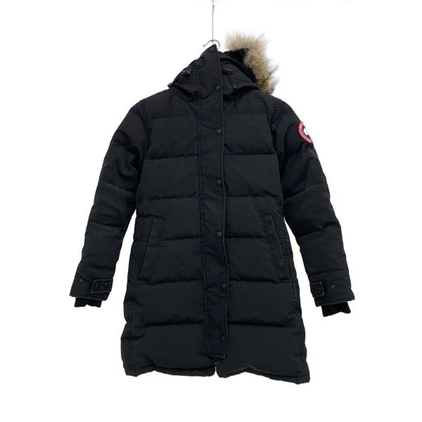 CANADA GOOSE◇スレ有/ロングダウンジャケット/S/ポリエステル/BLK