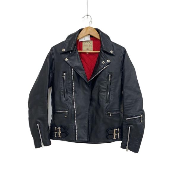 ダブルライダースジャケット 666 Leather Wear◇ダブルライダースジャケット/34/レザー/BLK