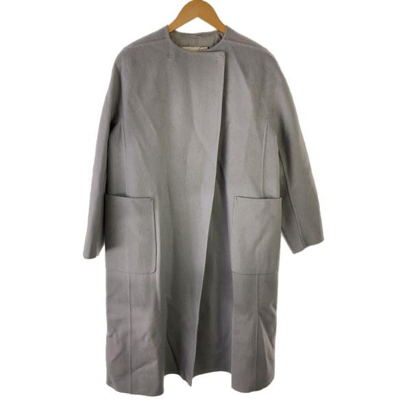 BALLSEY◇プレミアムウールリバーノーカラーコート/36/ウール/BLU/無地