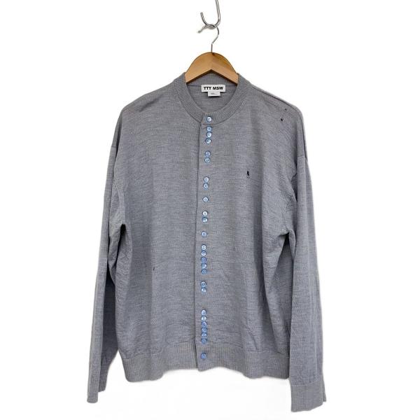 トップス TTTMSW 25ss Crew neck cardigan TTT_MSW◇25SS/Crew-neck Cardigan/XL/ウール/GRY/無地/TTT-25SS-KT02