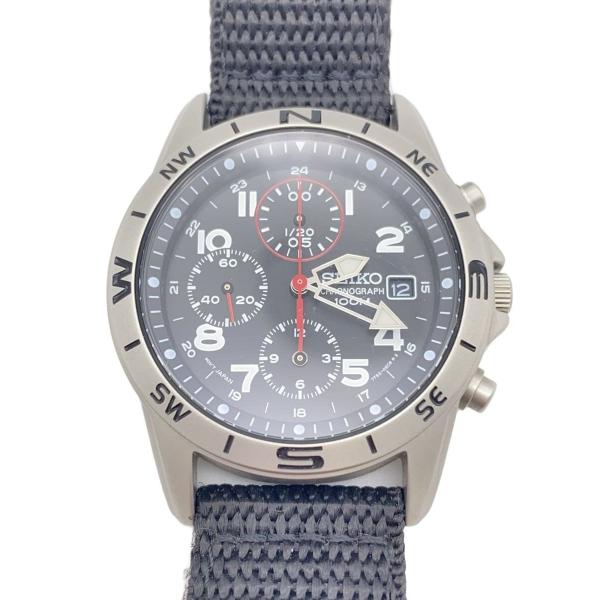 SEIKO◇自動巻腕時計/アナログ/BLK/SLV/7s26-02t0 : セカンド