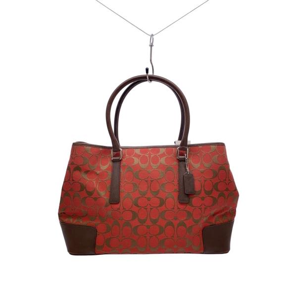 COACH◇トートバッグ_シグネチャー/キャンバス/RED// : セカンド