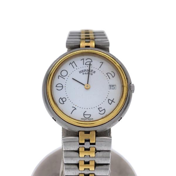 HERMES◇クォーツ腕時計/アナログ/ステンレス/WHT/SLV/SS : セカンド