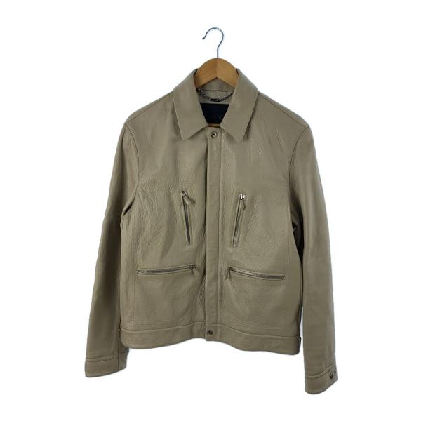 LOEWE◇LOEWE/レザージャケット・ブルゾン/48/レザー/ベージュ LOEWE◇LOEWE/レザージャケット・ブルゾン/48/レザー/ベージュ