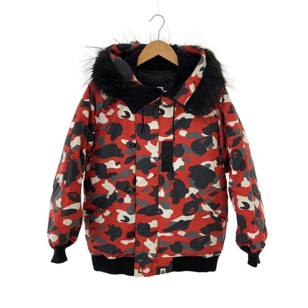 A BATHING APE◇ダウンジャケット/XL/ナイロン/RED/001HJB801019X