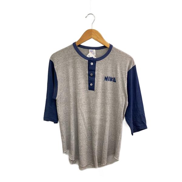 NIKE◇70s/ゴツNIKE/ベースボールTシャツ/L/ポリエステル/GRY