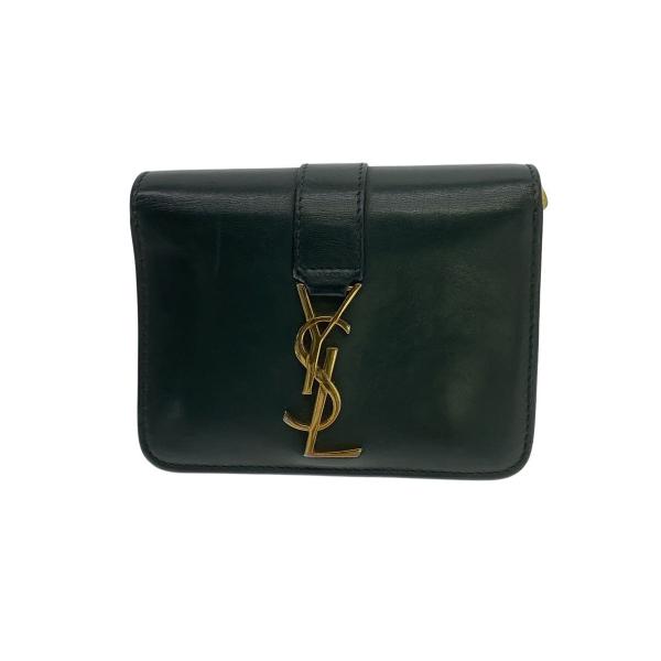 YVES SAINT LAURENT◇2つ折り財布/--/GRN/無地/レディース : セカンド