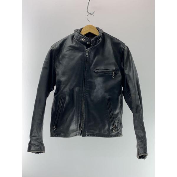 Schott◇シングルライダースジャケット/38/レザー/BLK// : セカンド