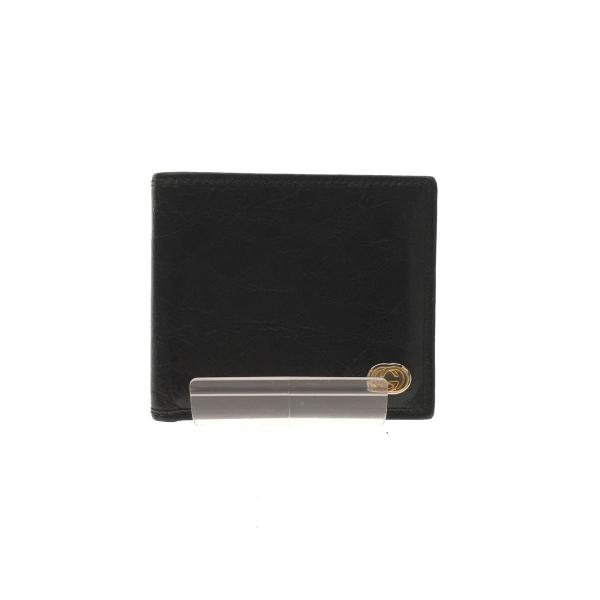 GUCCI◇2つ折り財布/レザー/ブラック/メンズ/575985・1147/GGロゴ/ロゴ