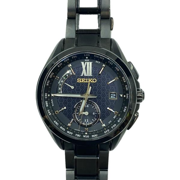 SEIKO◇ソーラー腕時計/アナログ/ステンレス/BLK/BLK/8B63-0AT0