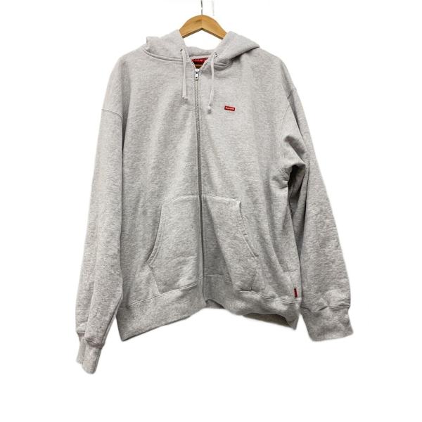 Supreme◇ジップパーカー/XL/コットン/GRY/無地スモールボックスロゴ