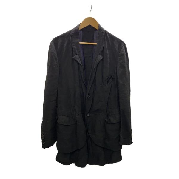 ZIGGY CHEN◇テーラードジャケット/44/リネン/BLK/無地/OM1611105/16SS