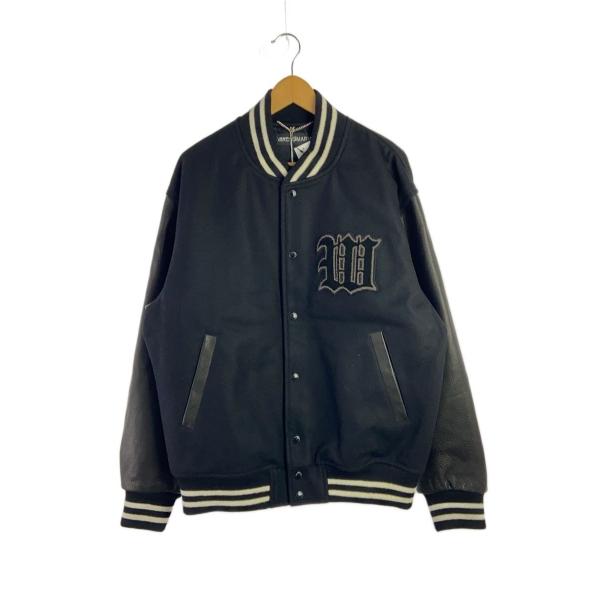 WACKO MARIA◇LEATHER VARSITY JACKET/スタジャン/XL/ウール/ブラック