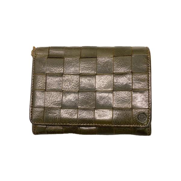 DAKOTA◇2つ折り財布/編み込みレザー/GRN/レディース : セカンド