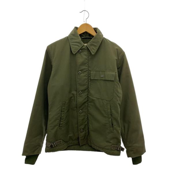US.NAVY◇A-2/デッキジャケット/S/コットン/KHK/無地 : セカンド