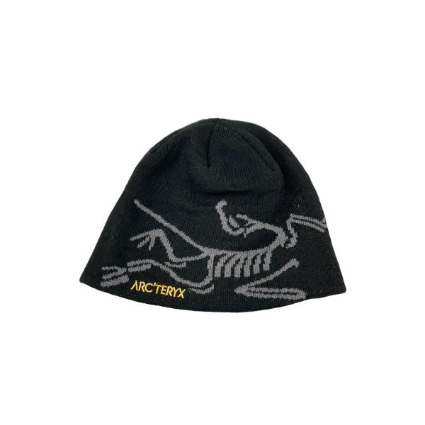 ARK'TERYX スケルトン ブラックニット帽 ARC'TERYX◇スケルトンロゴ/ニットキャップ/ビーニー/アクリル/BLK