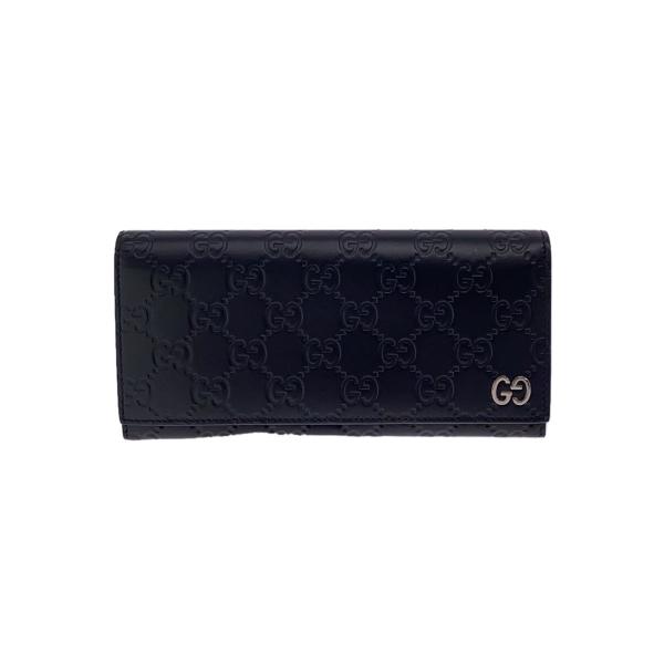 GUCCI◇長財布_インターロッキングG_グッチシマ/レザー/BLK/メンズ