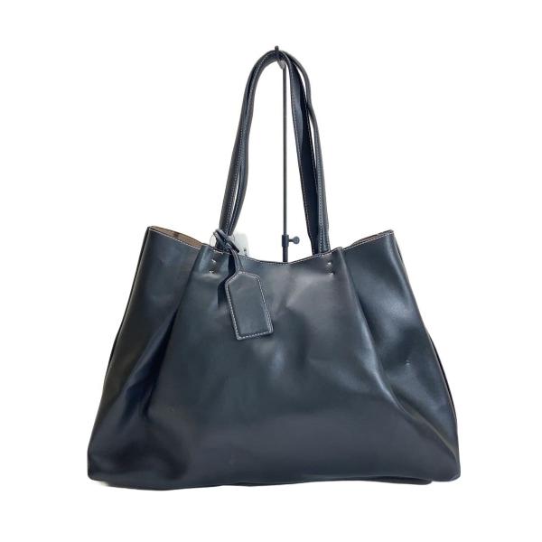 ZARA◇PINCH TOTE BAG/トートバッグ/フェイクレザー/BLK/無地/6011/510