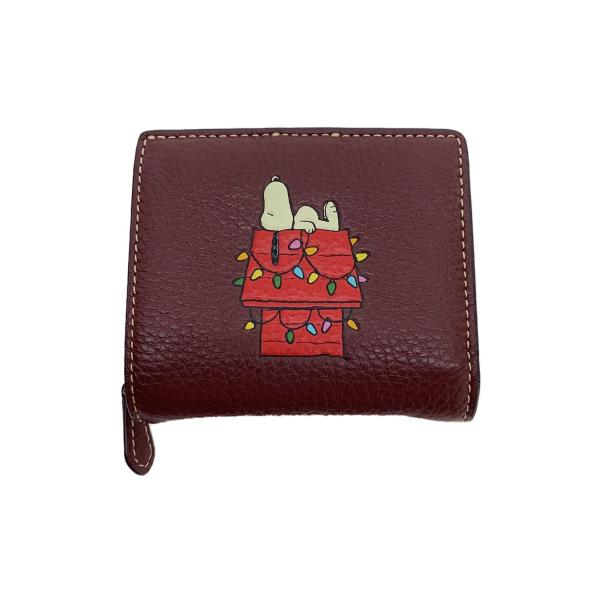 COACH◇2つ折り財布/レザー/BRD/無地/レディース/スヌーピー