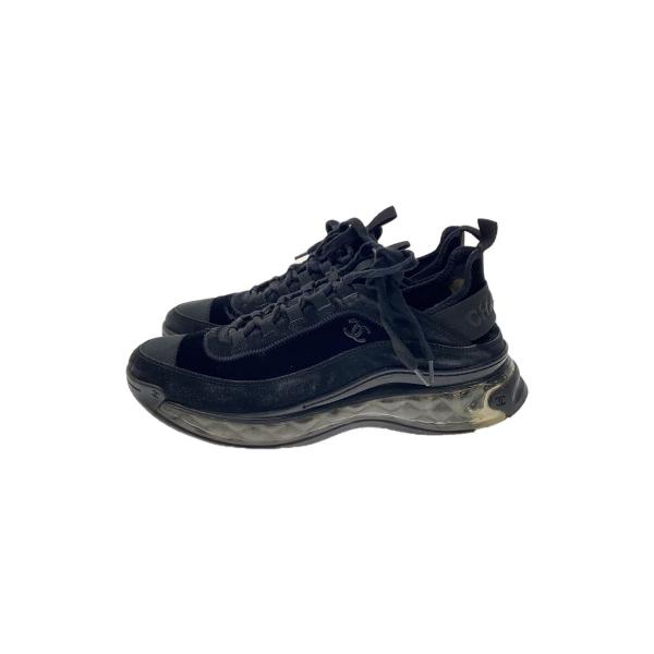 CHANEL スニーカー ココマーク メンズ ベロア ロゴ 黒 CHANEL◇ソール擦れ/ココマーク/ローカットスニーカー/42/BLK/ベロア