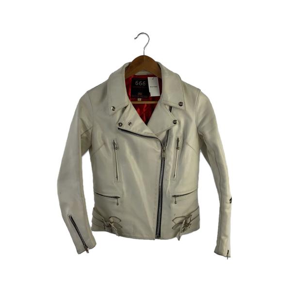 【25,000→20,000】ダブルライダースジャケット 34 666 Leather Wear◇ダブルライダースジャケット/34/レザー/WHT