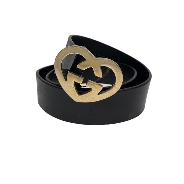 GUCCI◇ハートベルト/レザー/BLK/無地/レディース : セカンド