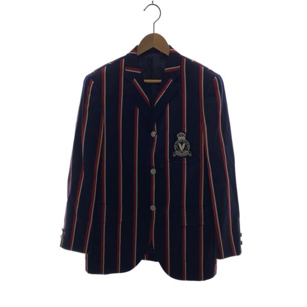 新品未使用VAN JACKET ネイビーストライプ生地Carreman VAN jacket/テーラードジャケット/M/ウール/NVY/ストライプ/BW-33504