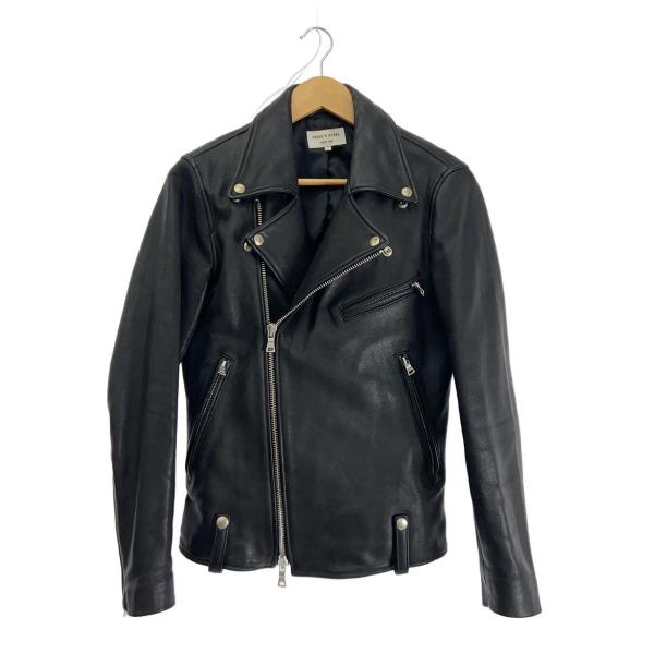 FREAK'S STORE◇ダブルライダースジャケット/S/山羊革/BLK/無地/171