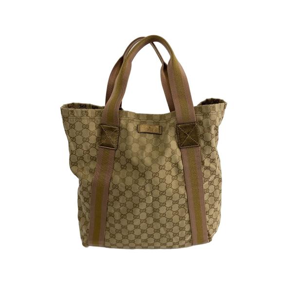 GUCCI GG柄 ナイロン トートバッグ ブラウン GUCCI◇トートバッグ_GGナイロン＆ウェブ/キャンバス/PNK// : セカンド