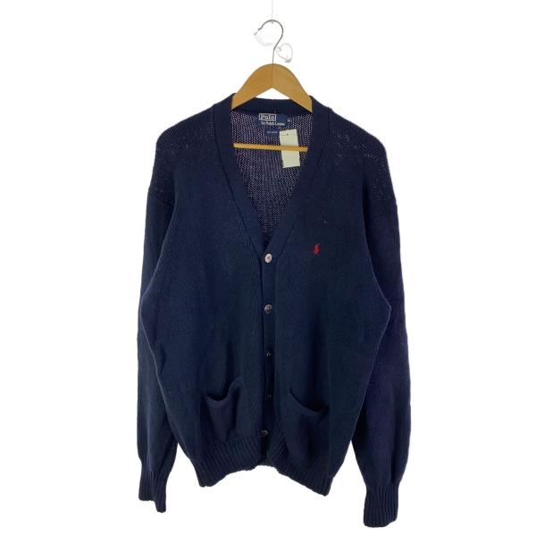POLO RALPH LAUREN◇カーディガン(厚手)/LL/コットン/NVY/無地/変色有